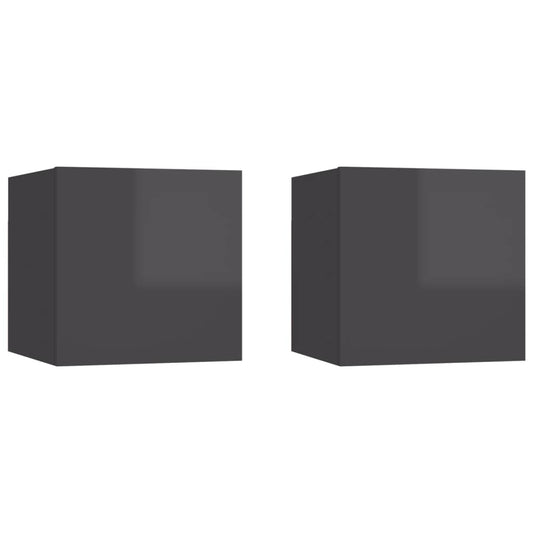 vidaXL Bedside Cabinets 2 pcs High Gloss Grey 30.5x30x30 cm Engineered Wood