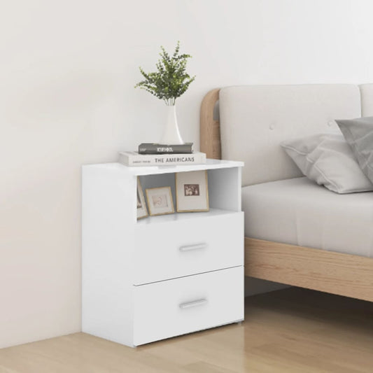 vidaXL Bed Cabinet High Gloss White 50x32x60cm