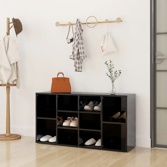 vidaXL Shoe Bench High Gloss Black 103x30x54.5 cm Engineered Wood