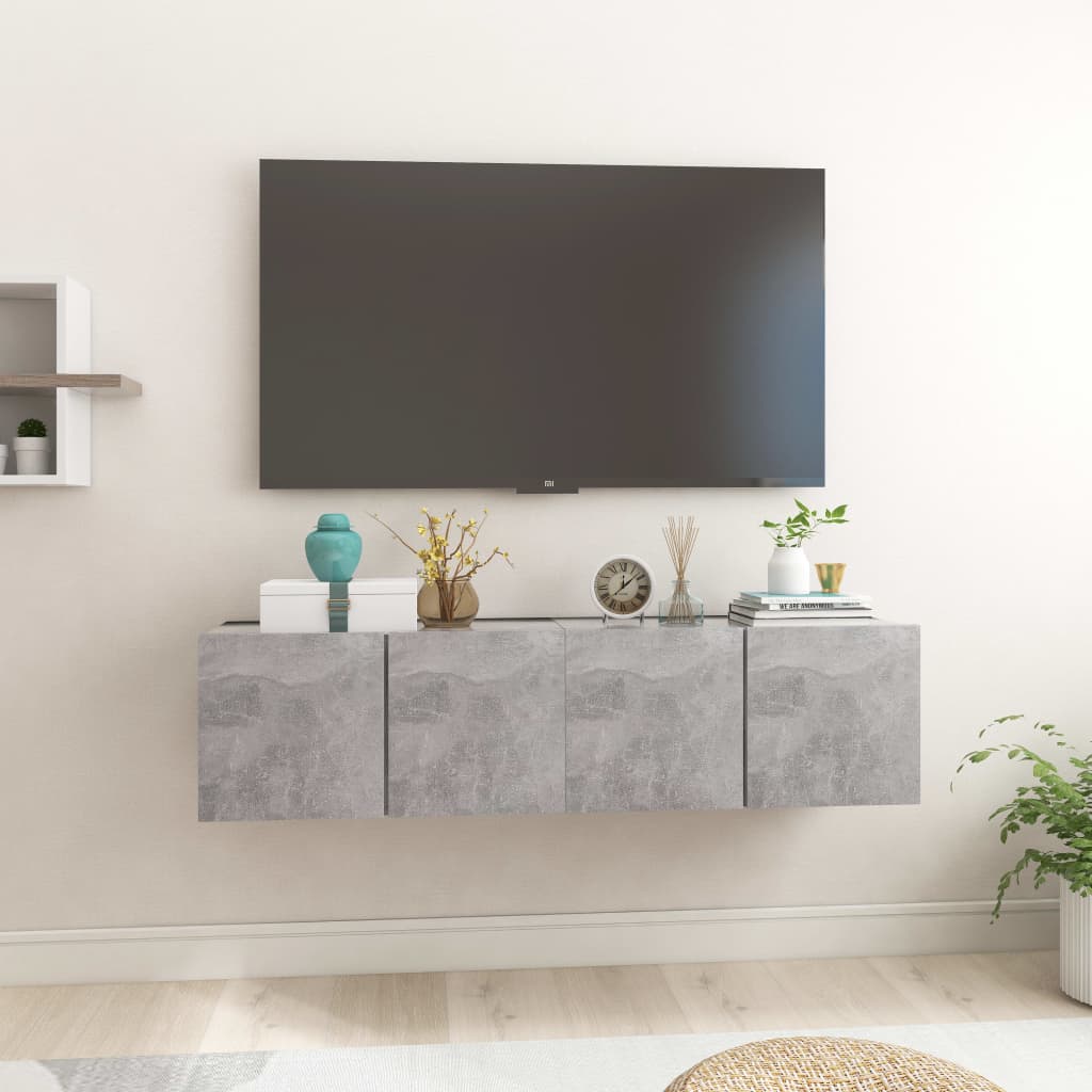 vidaXL Hanging TV Cabinets 2 pcs Concrete Grey 60x30x30 cm