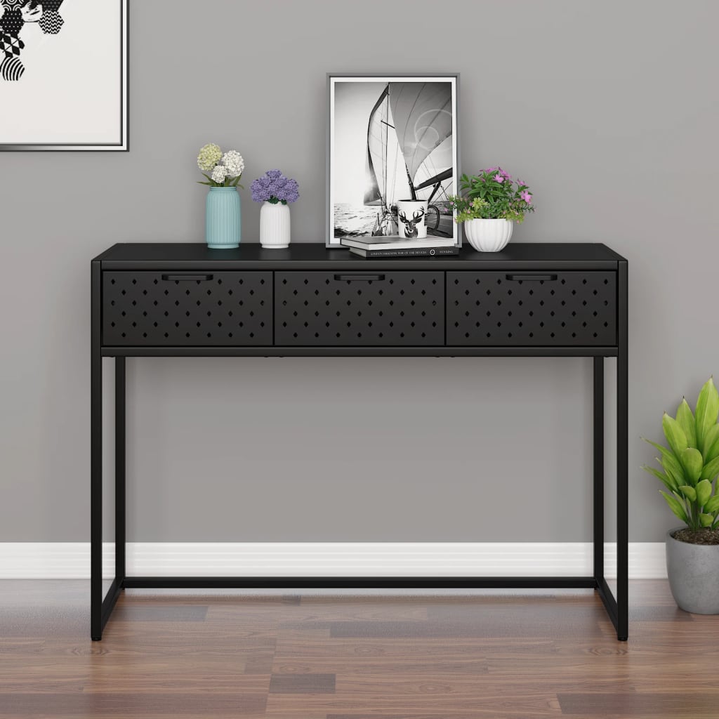 vidaXL Console Table Black 106x35x75 cm Steel