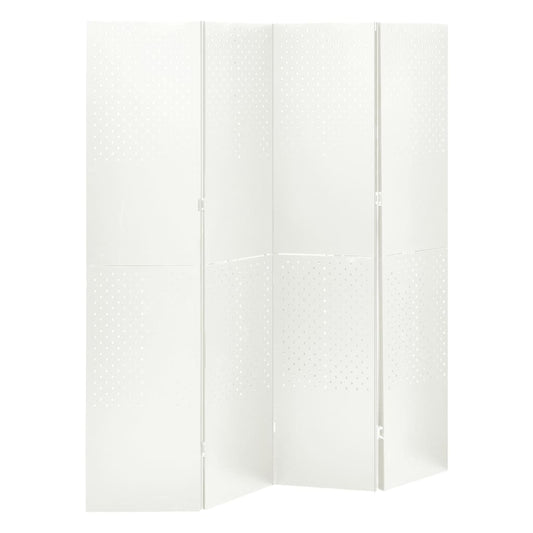 vidaXL 4-Panel Room Divider White 160x180 cm Steel