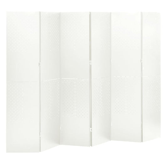 vidaXL 6-Panel Room Divider White 240x180 cm Steel