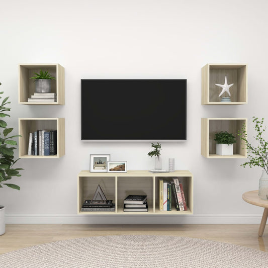 vidaXL 5 Piece TV Cabinet Set Sonoma Oak Engineered Wood