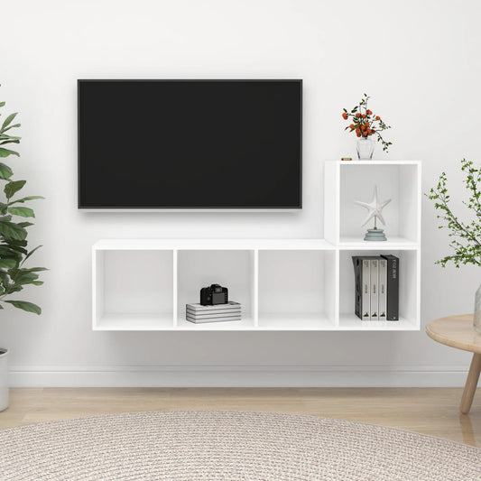 vidaXL 2 Piece TV Cabinet Set White Engineered Wood