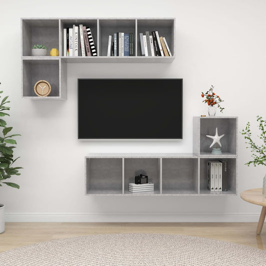 vidaXL 4 Piece TV Cabinet Set Concrete Grey Engineered Wood