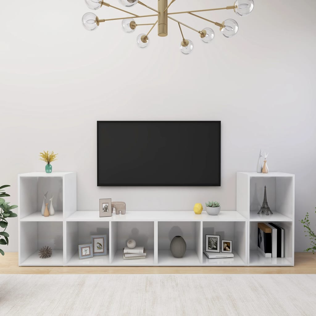 vidaXL TV Cabinets 4 pcs High Gloss White 72x35x36.5 cm Engineered Wood