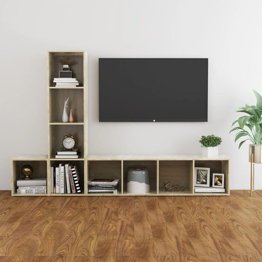 vidaXL 3 Piece TV Cabinet Set Sonoma Oak Engineered Wood