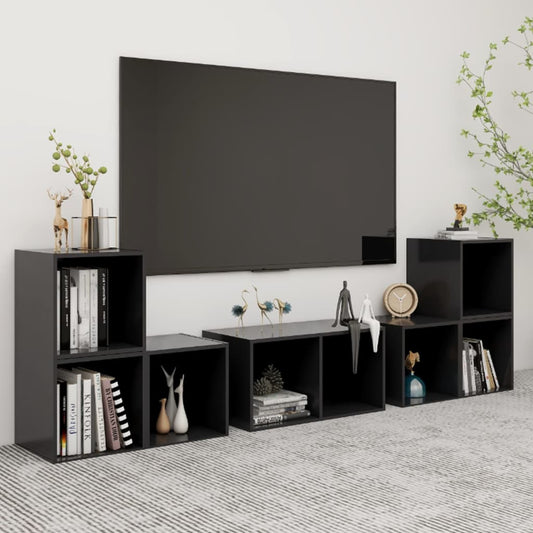 vidaXL 6 Piece TV Cabinet Set Grey Engineered Wood