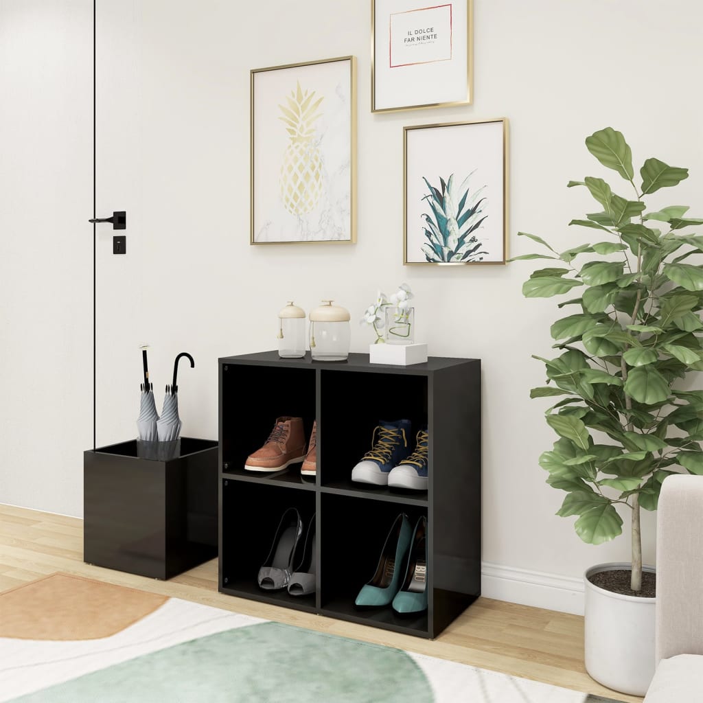 vidaXL Hall Shoe Cabinet High Gloss Grey 105x35.5x70 cm Engineered Wood