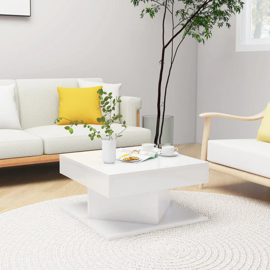 vidaXL Coffee Table High Gloss White 57x57x30 cm Engineered Wood