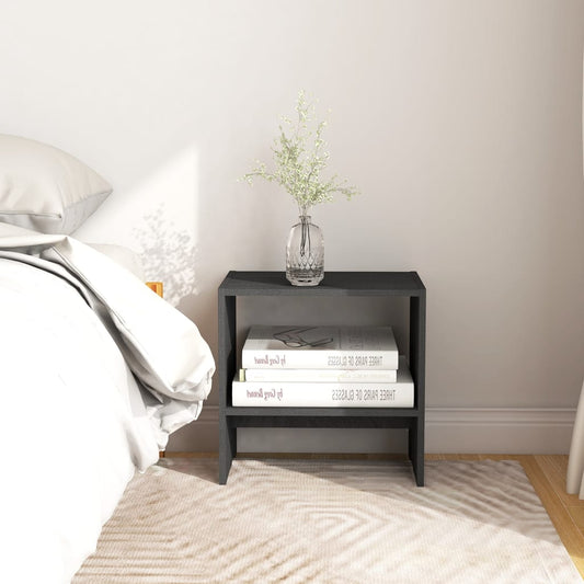 vidaXL Bedside Cabinet Grey 40x30.5x40 cm Solid Pinewood