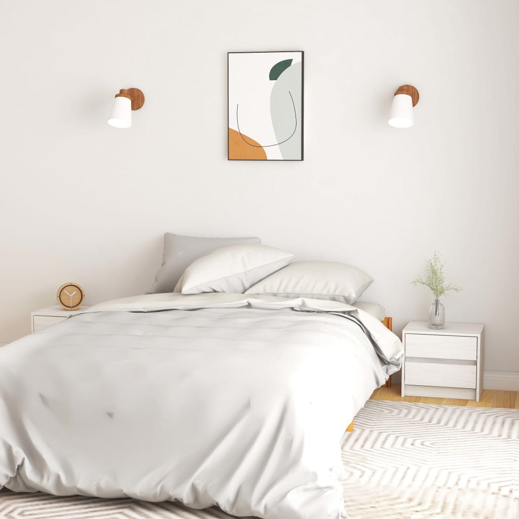 vidaXL Bedside Cabinets 2 pcs White 40x30.5x35.5 cm Solid Pine Wood