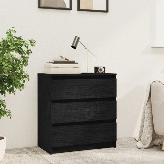 vidaXL Bedside Cabinet Black 60x36x64 cm Solid Pinewood