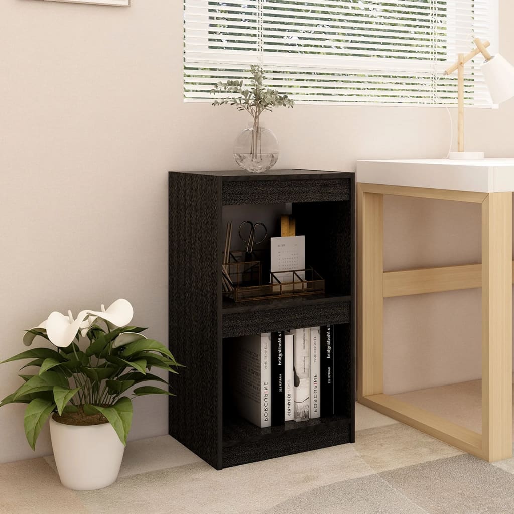 vidaXL Book Cabinet Black 40x30x71.5 cm Solid Pinewood