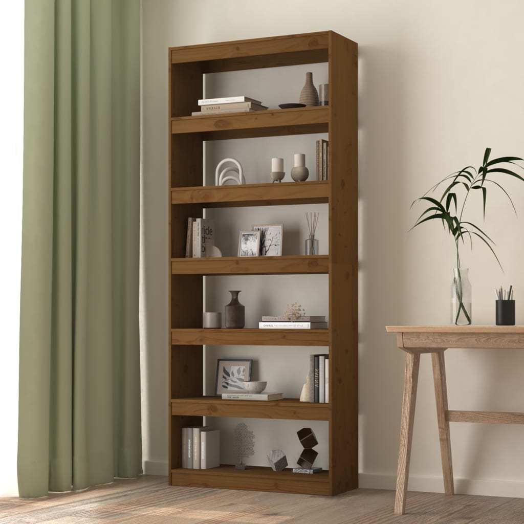 vidaXL Book Cabinet/Room Divider Honey Brown 80x30x199.5 cm Wood Pine
