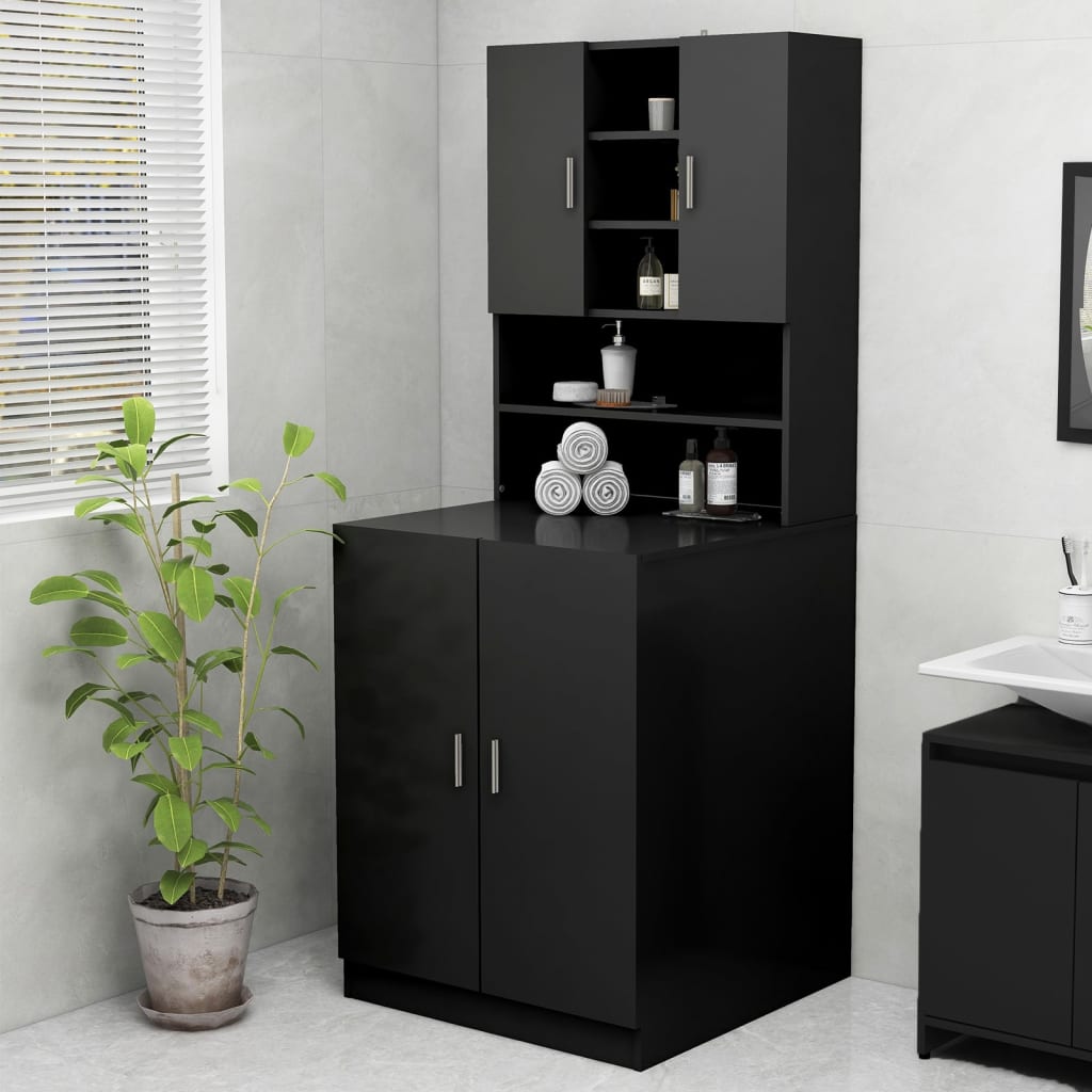 vidaXL Washing Machine Cabinet Black 70.5x25.5x90 cm