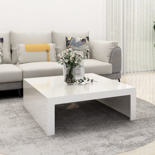 vidaXL Coffee Table High Gloss White 100x100x35 cm Engineered Wood