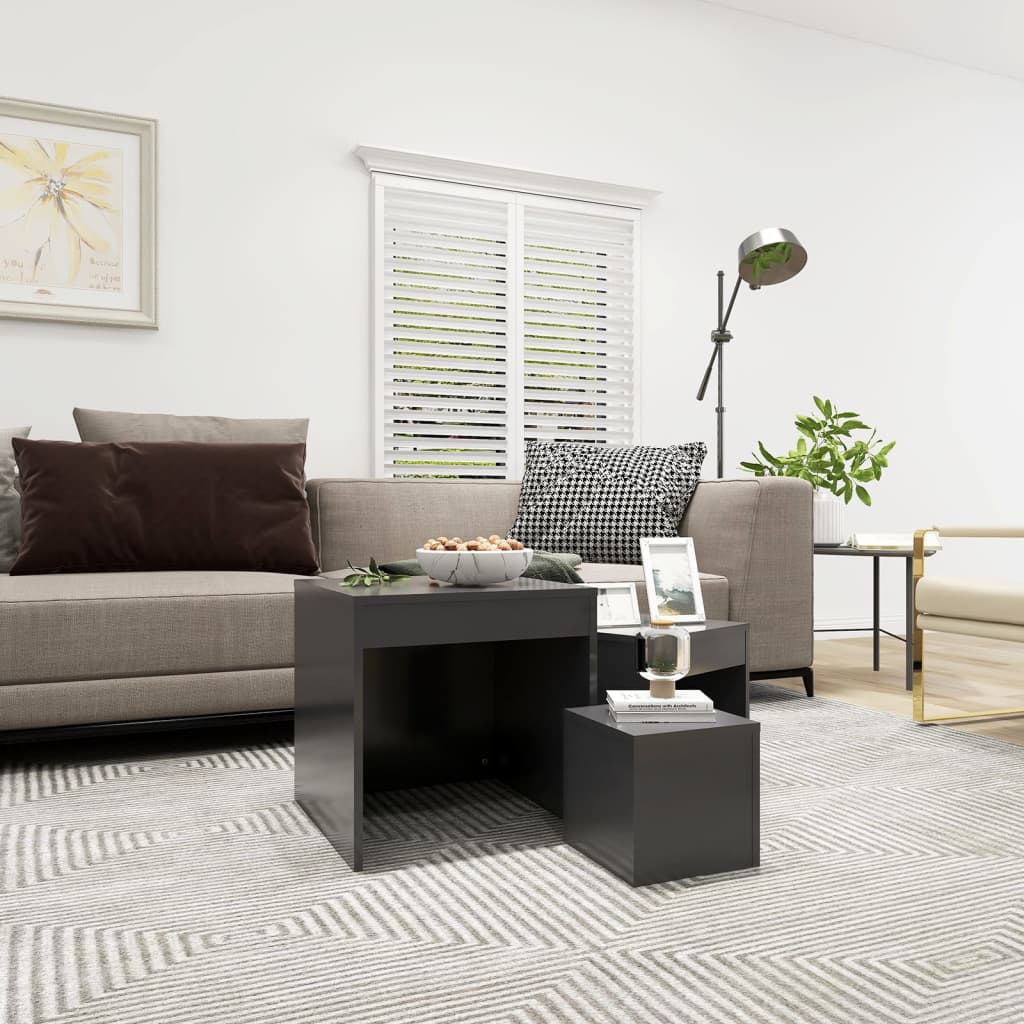 vidaXL Nesting Tables 3 pcs Grey Engineered Wood