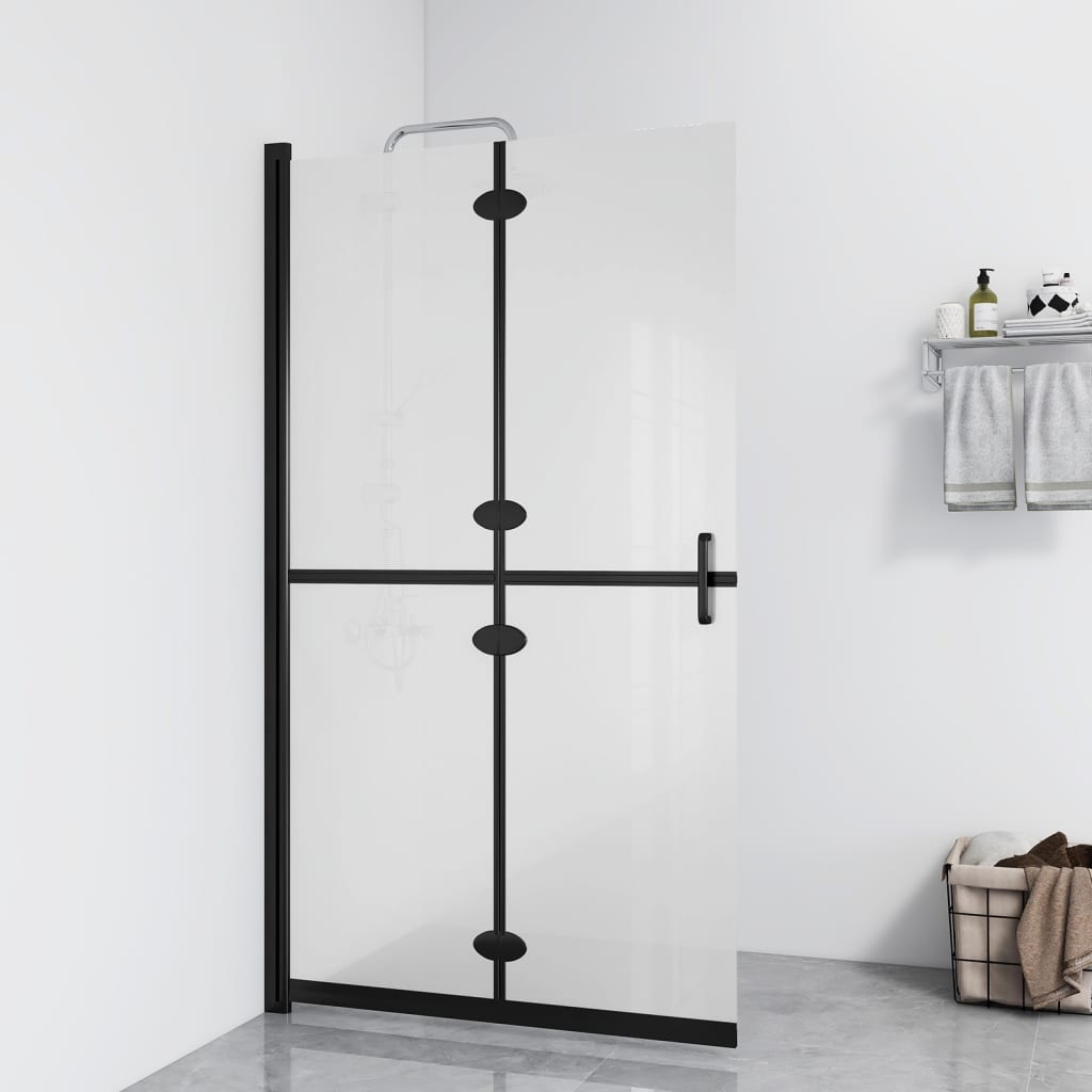 vidaXL Foldable Walk-in Shower Wall Frosted ESG Glass 100x190 cm