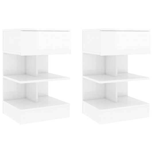 vidaXL Bedside Cabinets 2 pcs High Gloss White 40x35x65 cm