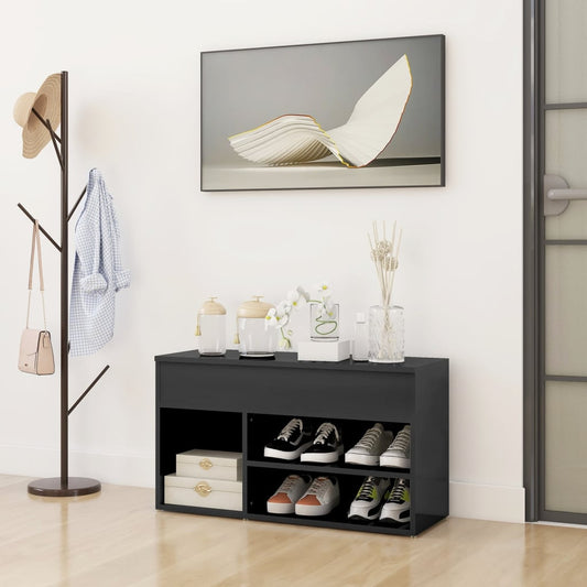 vidaXL Shoe Bench High Gloss Grey 80x30x45 cm Engineered Wood