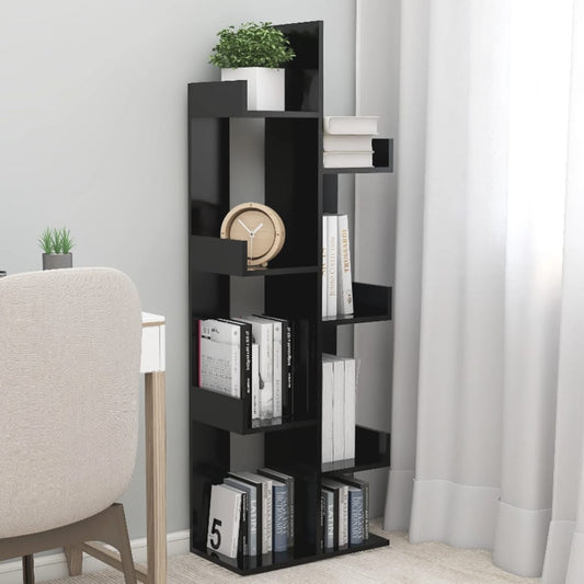 vidaXL Book Cabinet Black 48x25.5x140 cm Engineered Wood