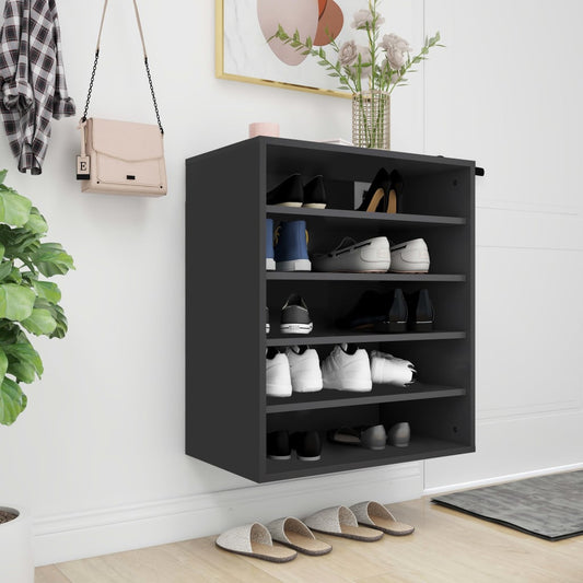 vidaXL Shoe Cabinet Black 60x35x70 cm Engineered Wood