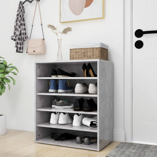 vidaXL Shoe Cabinet Concrete Grey 60x35x70 cm Engineered Wood