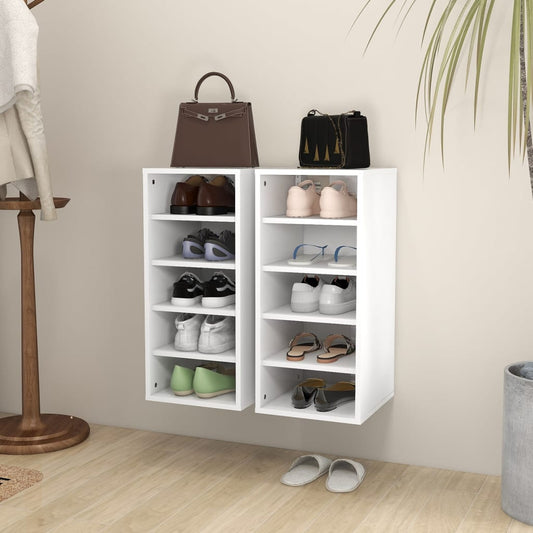 vidaXL Shoe Cabinets 2 pcs White 31.5x35x70 cm Engineered Wood