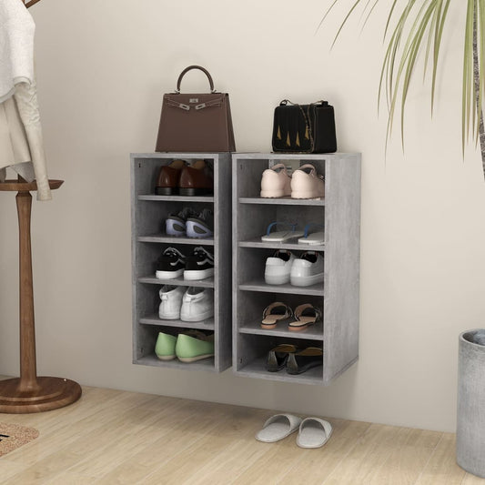 vidaXL Shoe Cabinets 2 pcs Concrete Grey 31.5x35x70 cm Engineered Wood