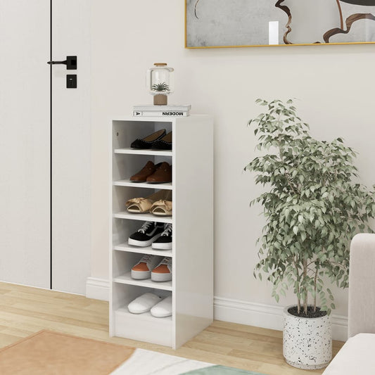 vidaXL Shoe Cabinet High Gloss White 31.5x35x92 cm Engineered Wood