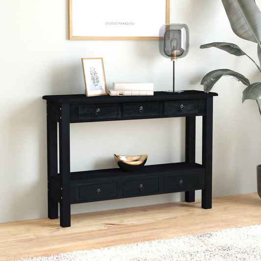 vidaXL Console Table with Drawers Black 110x30x75 cm Solid Wood Mahogany