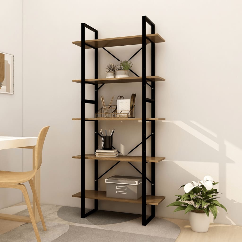 vidaXL 5-Tier Book Cabinet Brown 80x30x175 cm Pinewood