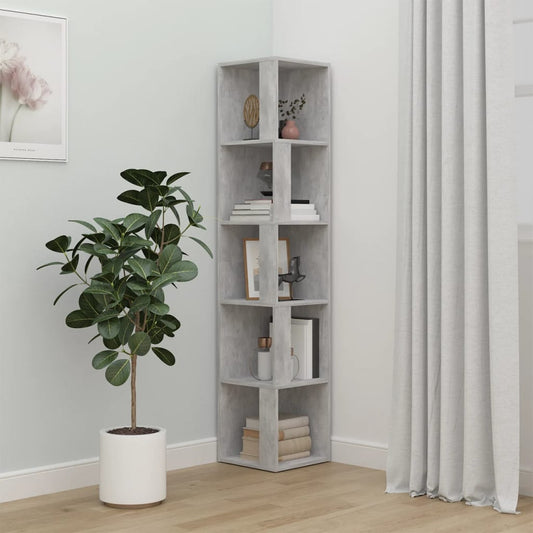vidaXL Corner Cabinet Concrete Grey 33x33x164.5 cm Engineered Wood