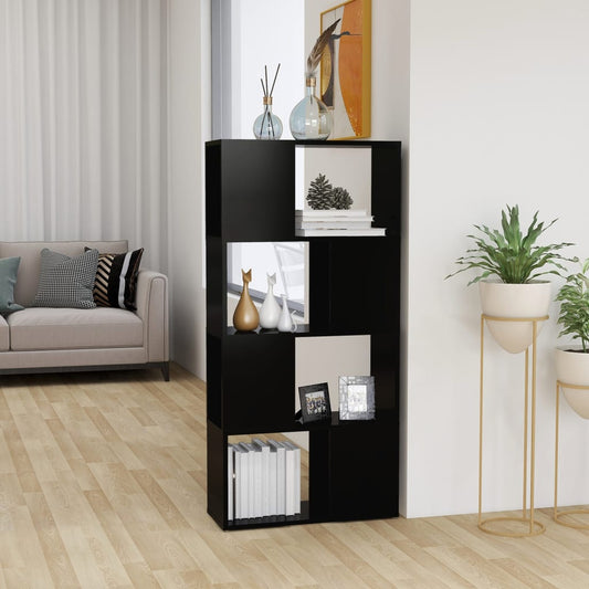 vidaXL Book Cabinet Room Divider Black 60x24x124.5 cm Engineered Wood