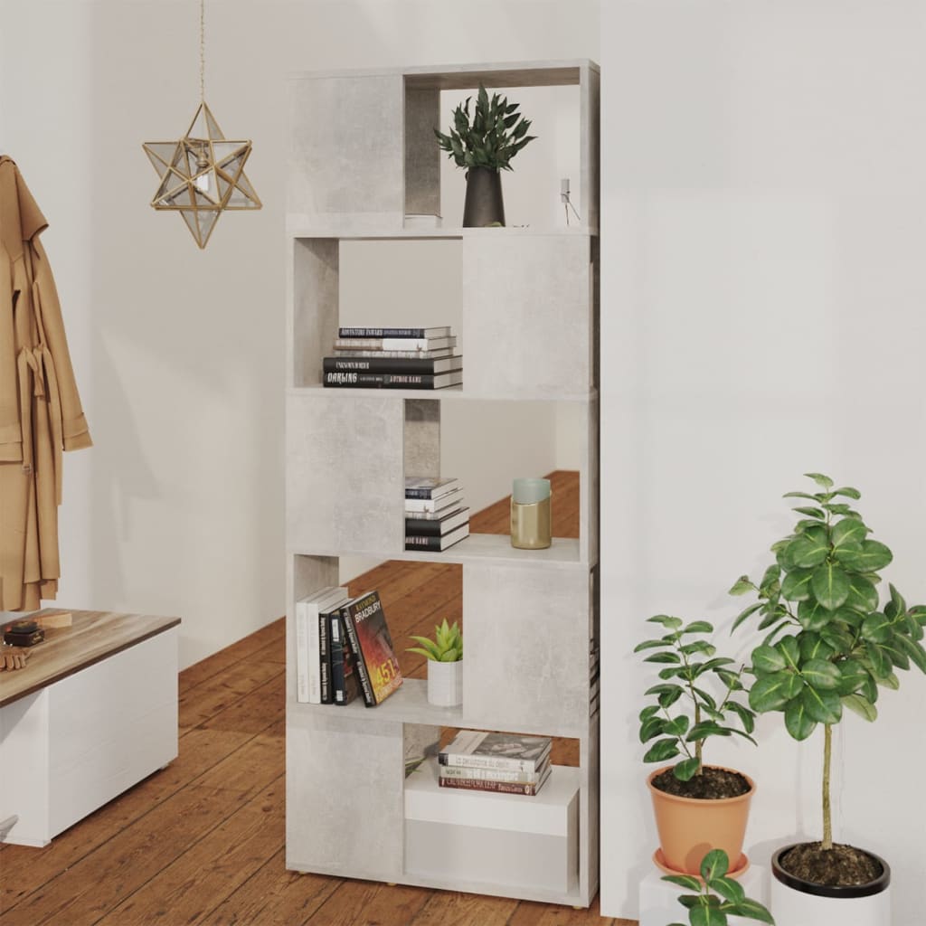 vidaXL Book Cabinet Room Divider Concrete Grey 60x24x155 cm