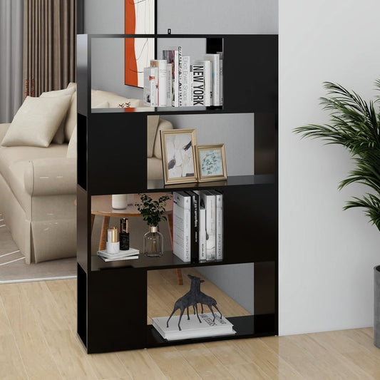 vidaXL Book Cabinet Room Divider Black 80x24x124.5 cm Engineered Wood