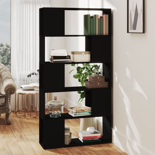 vidaXL Book Cabinet Room Divider Black 80x24x155 cm Engineered Wood