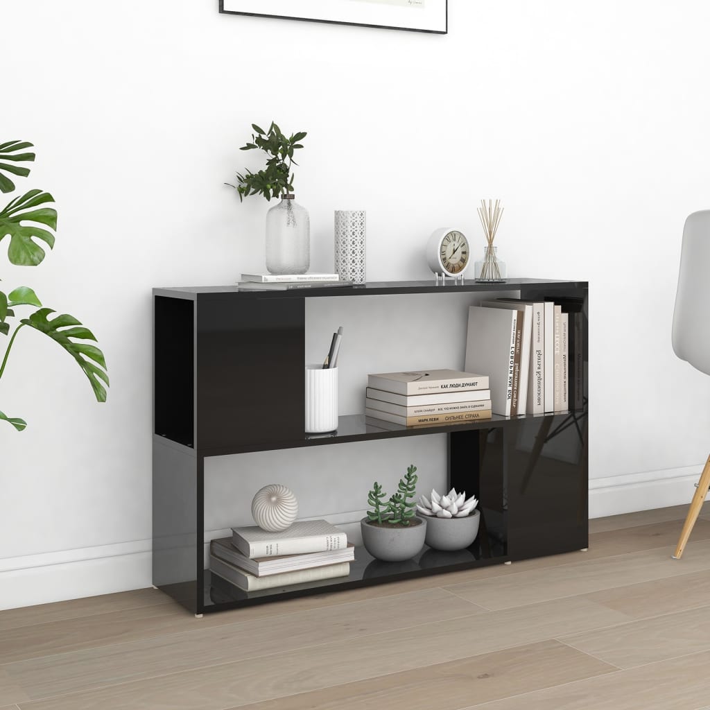 vidaXL Book Cabinet High Gloss Black 100x24x63 cm Engineered Wood