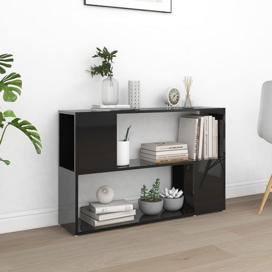 vidaXL Book Cabinet High Gloss Black 100x24x63 cm Engineered Wood