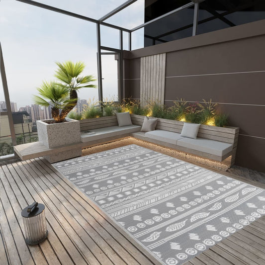 vidaXL Outdoor Rug Grey 190x290 cm PP