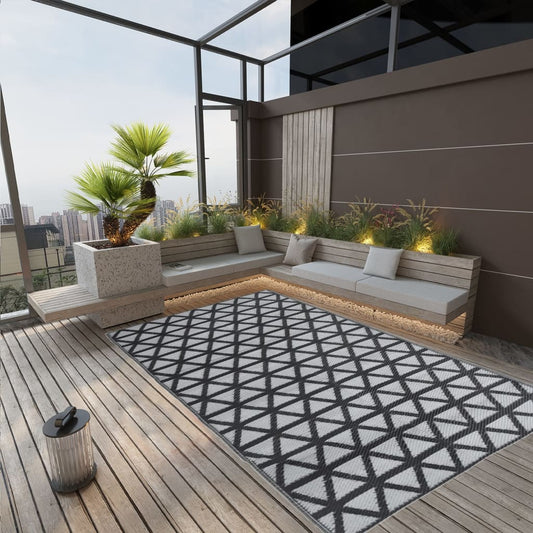vidaXL Outdoor Rug Black 140x200 cm PP