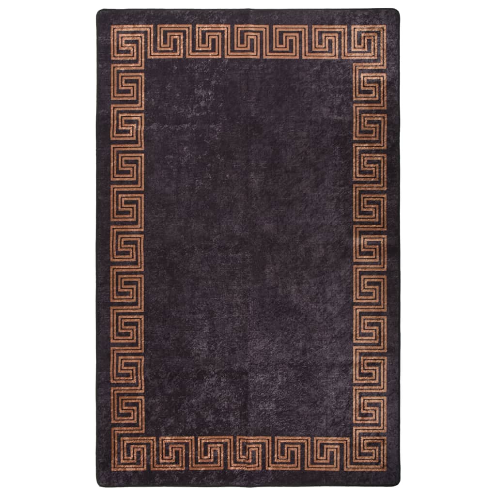 vidaXL Rug Washable 80x150 cm Black and Gold Anti Slip
