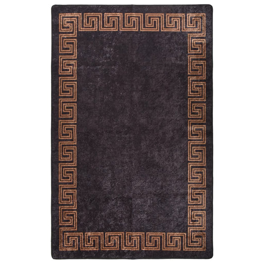 vidaXL Rug Washable 160x230 cm Black and Gold Anti Slip