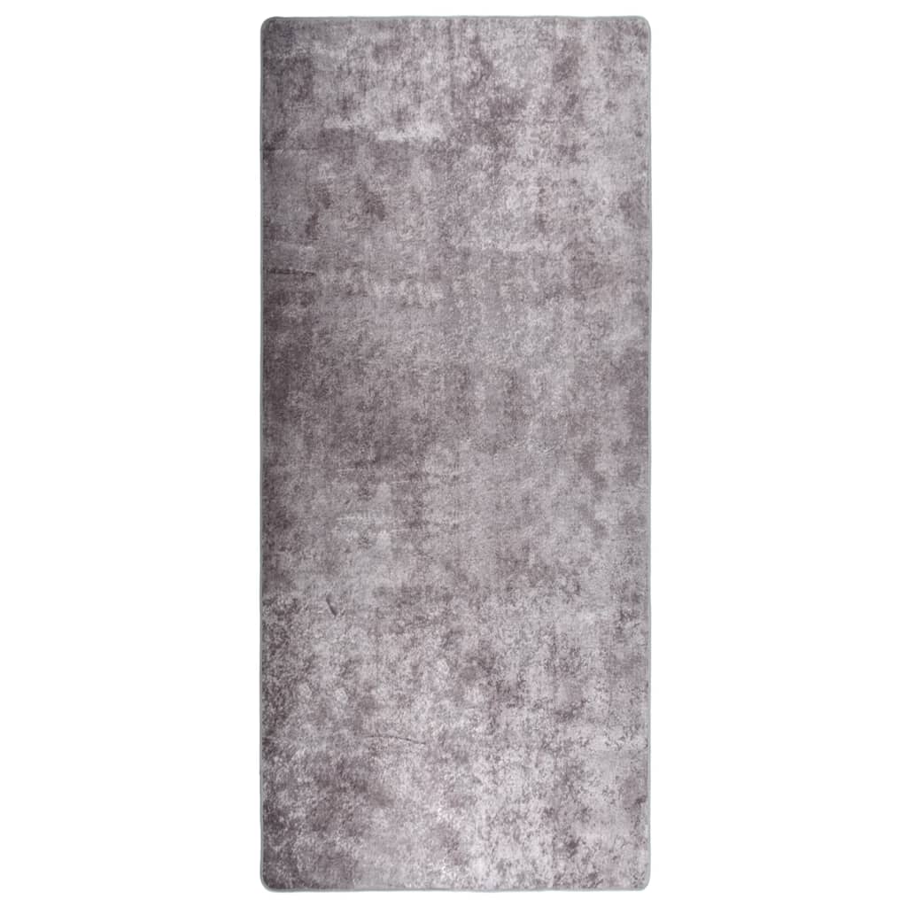 vidaXL Rug Washable 80x300 cm Grey Anti Slip