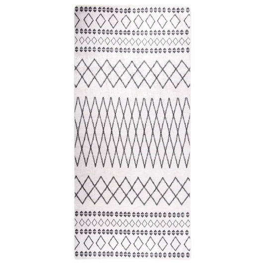 vidaXL Rug Washable 80x300 cm Black and White Anti Slip