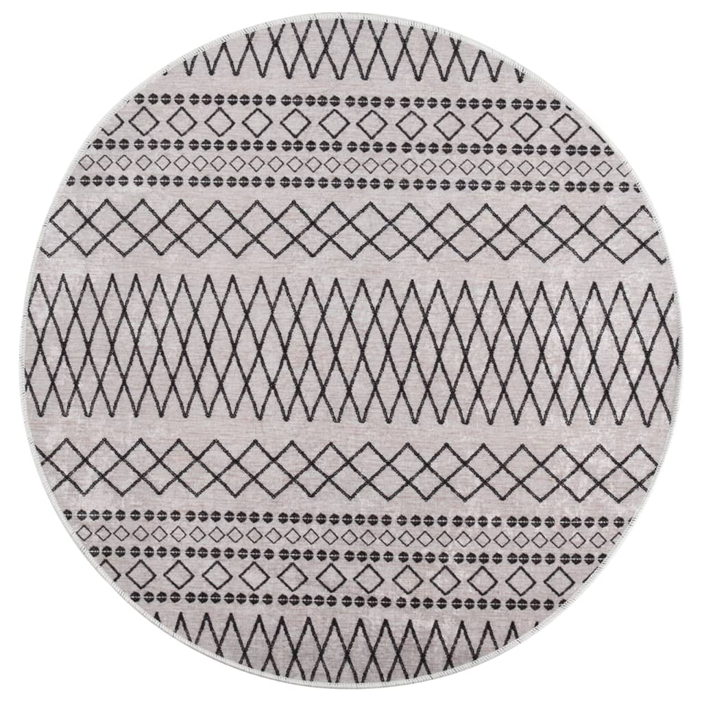 vidaXL Rug Washable ì 120 cm Black and White Anti Slip