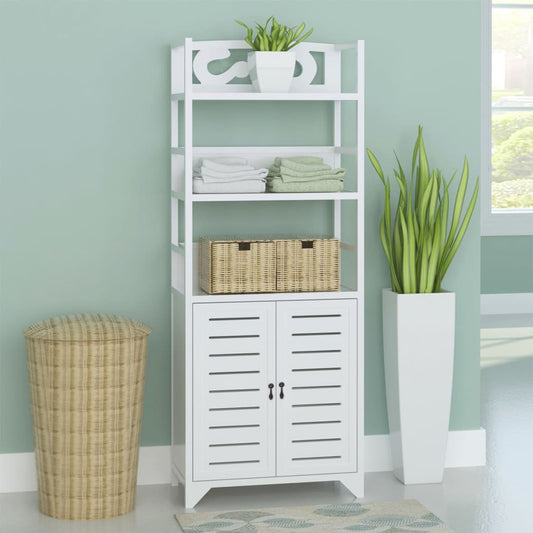 vidaXL Display Cabinet White 46x24x140 cm Solid Wood Paulownia