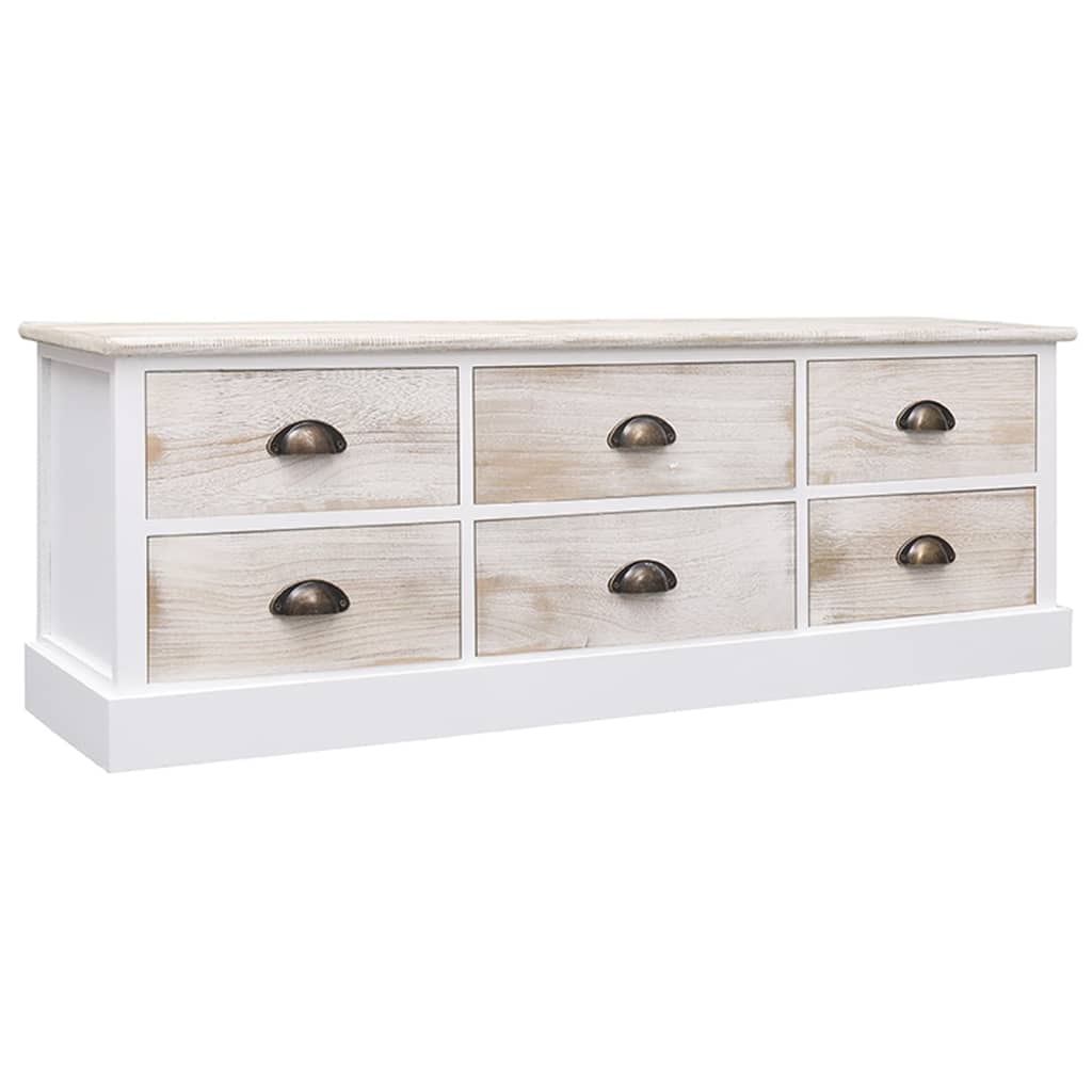 vidaXL TV Cabinet White&Light Brown 108x30x40 cm Solid Wood Paulownia